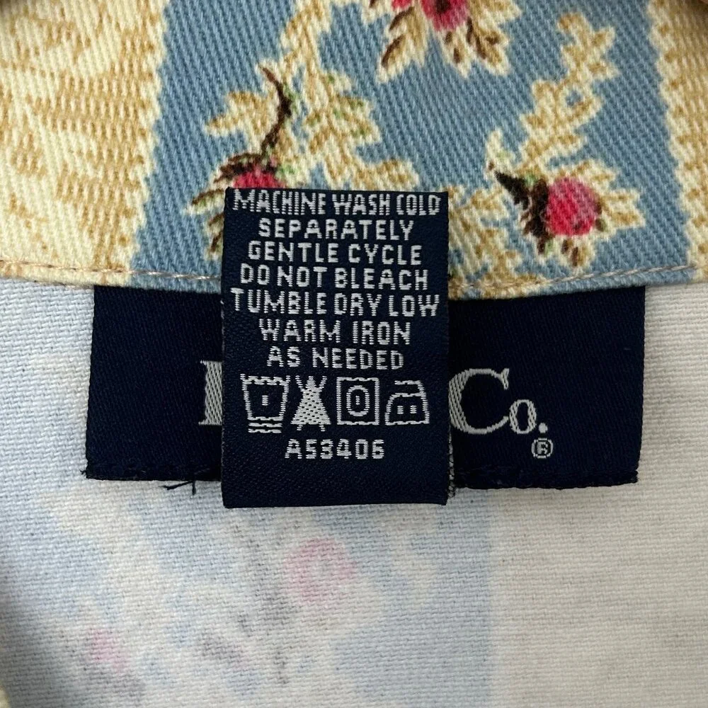 Denim & Co Vintage Striped Floral Denim Jean Jacket (M)